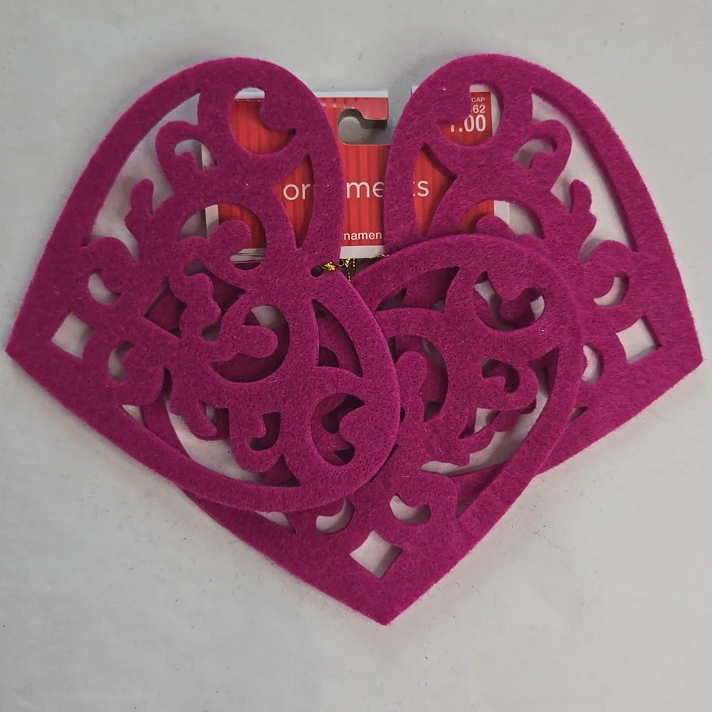 NWT 30 Die-Cut Felt Holiday Ornaments Trees Hearts Bright Colors